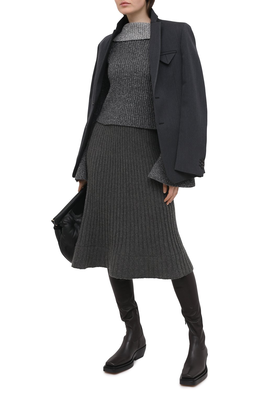 Кашемировая юбка TEGIN серого цвета по цене 43000 руб., арт. FS4817, фото 2 Кашемировая юбка TEGIN, арт. FS4817, фото 2