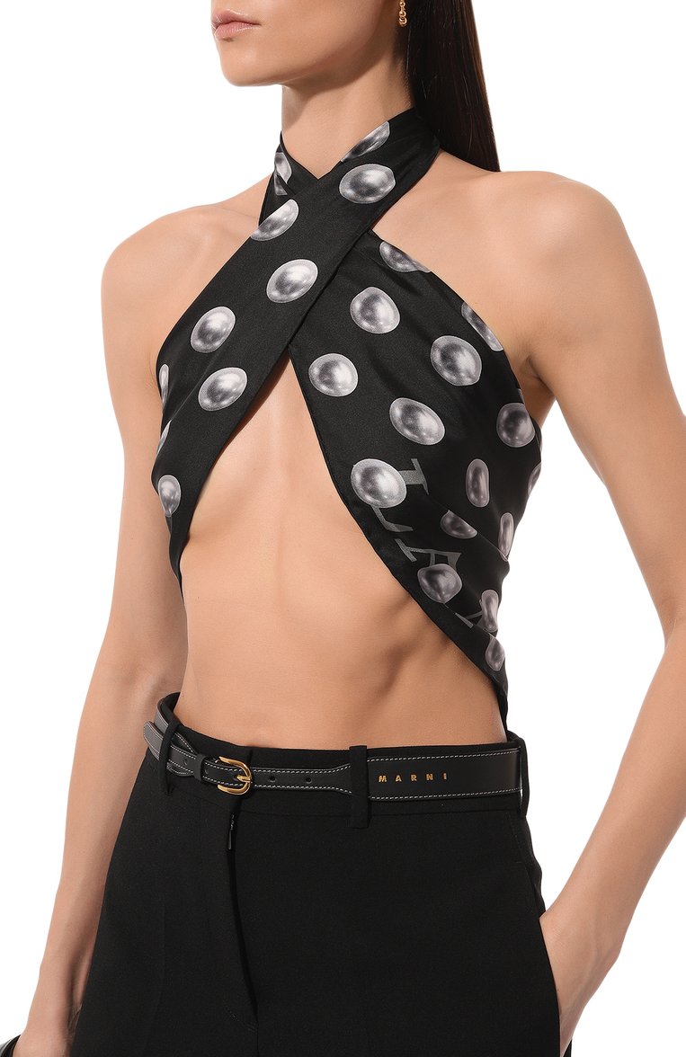 Женский шелковый платок LANVIN черного цвета, арт. 6L9090/SR555/ | Фото 3 (Материал: Шелк, Текстиль; Нос: Не проставлено; Принт: С принтом)