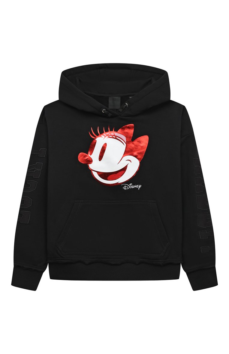 Детский хлопковое худи GIVENCHY черного цвета, арт. H15353/12+/14 | Фото 1 (Материал внешний: Хлопок; Рукава: Длинные; Девочки Кросс-КТ: Худи-одежда; Тематический товар: Disney; Ростовка одежда: 13 - 15 лет | 158 см)