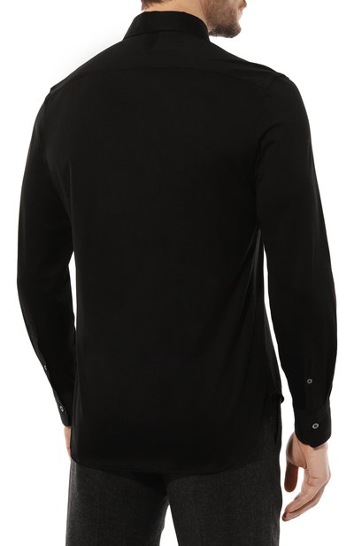 Хлопковая рубашка CANALI черного цвета по цене 33600 руб., арт. CSL7077/GN02310, фото 4 Хлопковая рубашка CANALI, арт. CSL7077/GN02310, фото 4