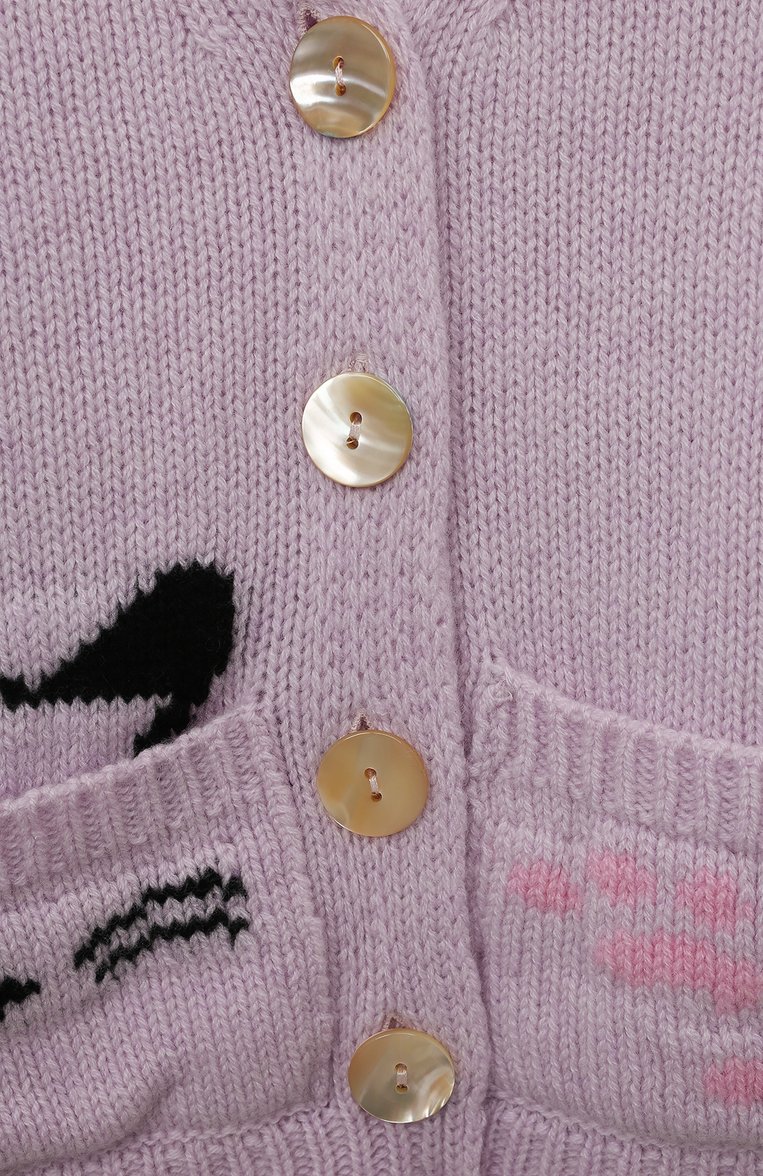 Детский кашемировый кардиган GIORGETTI CASHMERE сиреневого цвета, арт. MB2058/8A-14A | Фото 3 (Рукава: Длинные; Материал внешний: Шерсть, Кашемир)