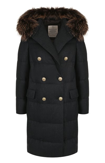 Женское шерстяное пальто с меховой отделкой капюшона BRUNELLO CUCINELLI, арт. MT2269260