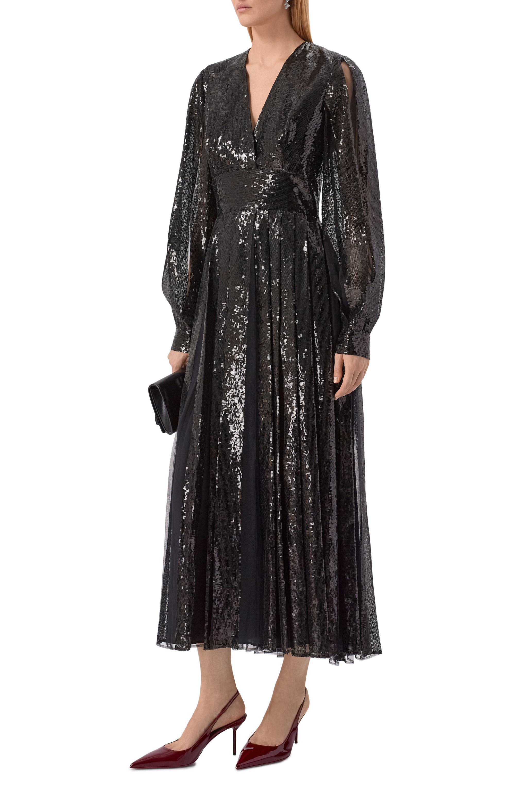 Платье с отделкой пайетками ELIE SAAB черного цвета по цене 429000 руб., арт. D0881NF25/PA011, фото 2 Платье с отделкой пайетками ELIE SAAB, арт. D0881NF25/PA011, фото 2