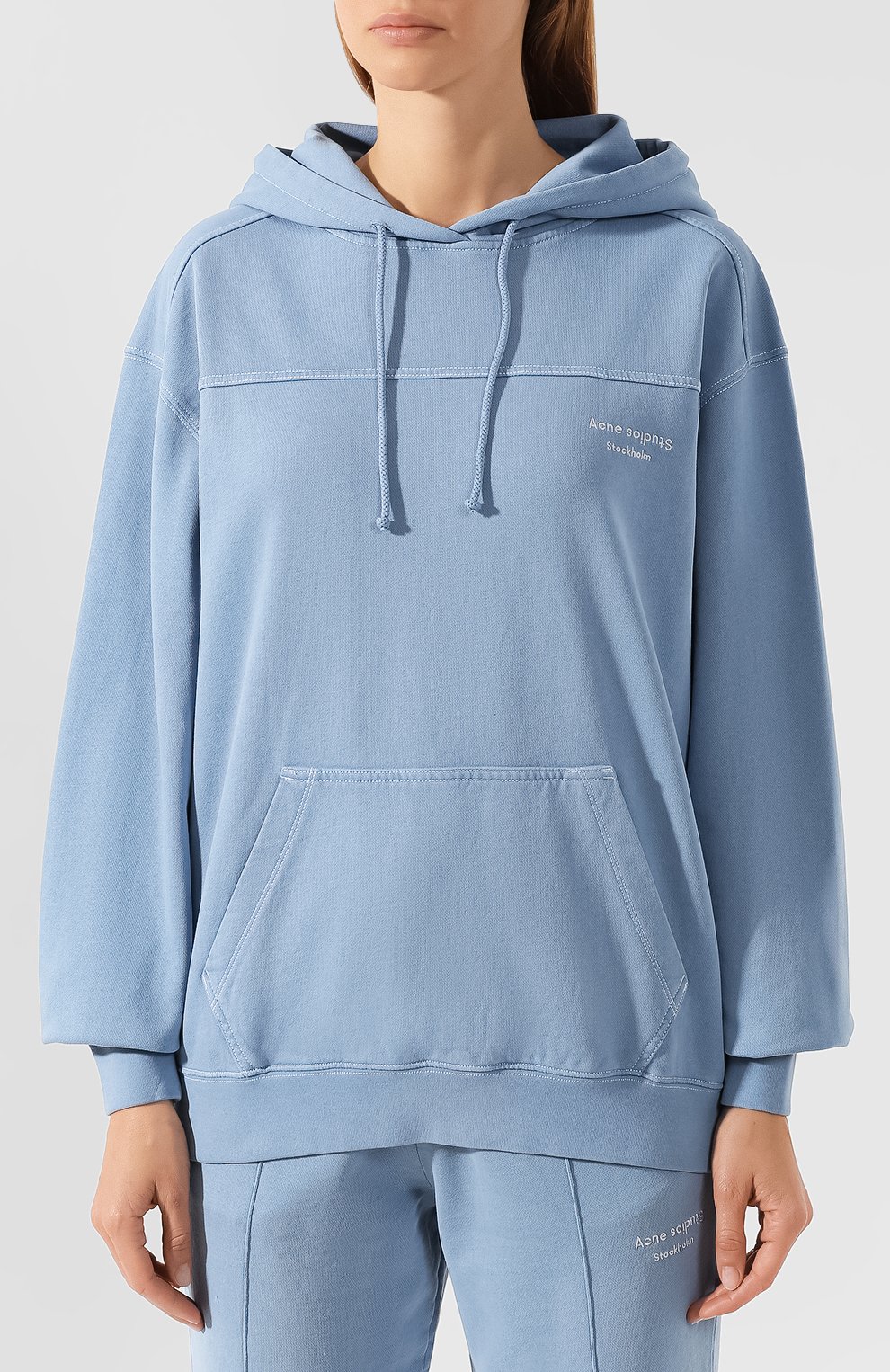 Хлопковое худи ACNE STUDIOS голубого цвета по цене 21350 руб., арт. AI0035, фото 3 Хлопковое худи ACNE STUDIOS, арт. AI0035, фото 3