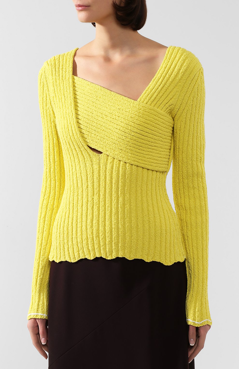 Хлопковый пуловер BOTTEGA VENETA желтого цвета по цене 139000 руб., арт. 608818/VKJG0, фото 3 Хлопковый пуловер BOTTEGA VENETA, арт. 608818/VKJG0, фото 3