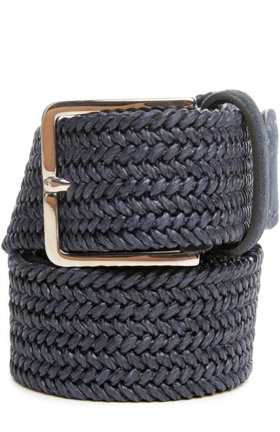 Льняной ремень с отделкой из замши LORO PIANA темно-синего цвета по цене 49200 руб., арт. FAF2297, фото 1 Льняной ремень с отделкой из замши LORO PIANA, арт. FAF2297, фото 1