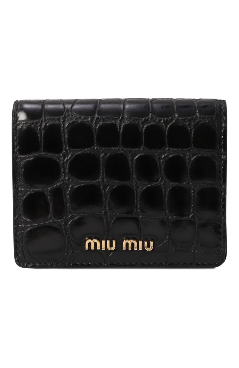 Женские кожаное портмоне MIU MIU черного цвета, арт. 5MV204-2DQ8-F0002 | Фото 1 (Нос: Не проставлено; Материал: Натуральная кожа; Материал сплава: Проставлено)