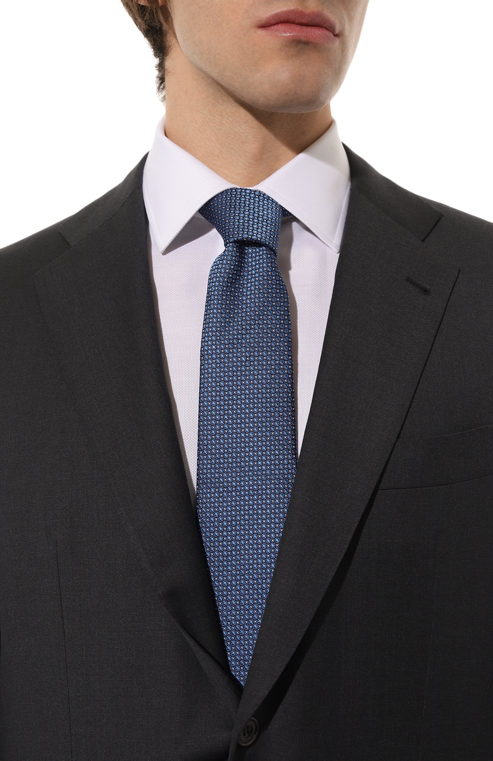 Шелковый галстук LANVIN темно-синего цвета по цене 15000 руб., арт. 2109/TIE, фото 2 Шелковый галстук LANVIN, арт. 2109/TIE, фото 2