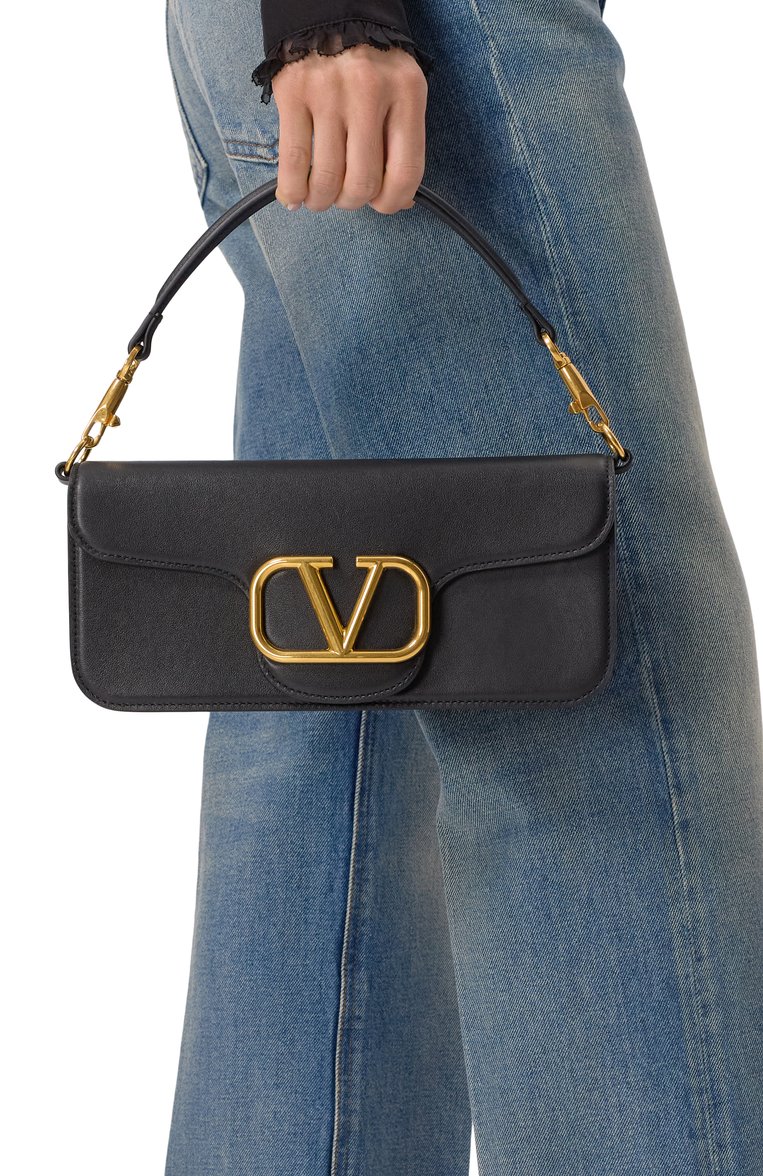 Женская сумка locò VALENTINO черного цвета, арт. ZW2B0K30/ZXL | Фото 2 (Размер: medium; Материал: Натуральная кожа; Ремень/цепочка: На ремешке; Автоматизация ТО: Проставлено; Автоматизация состава: Проставлено)