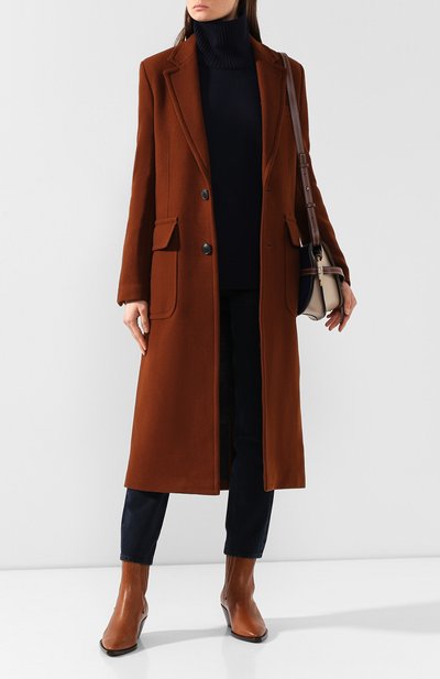 Шерстяное пальто AMI коричневого цвета по цене 73400 руб., арт. H19FM002.224, фото 2 Шерстяное пальто AMI, арт. H19FM002.224, фото 2