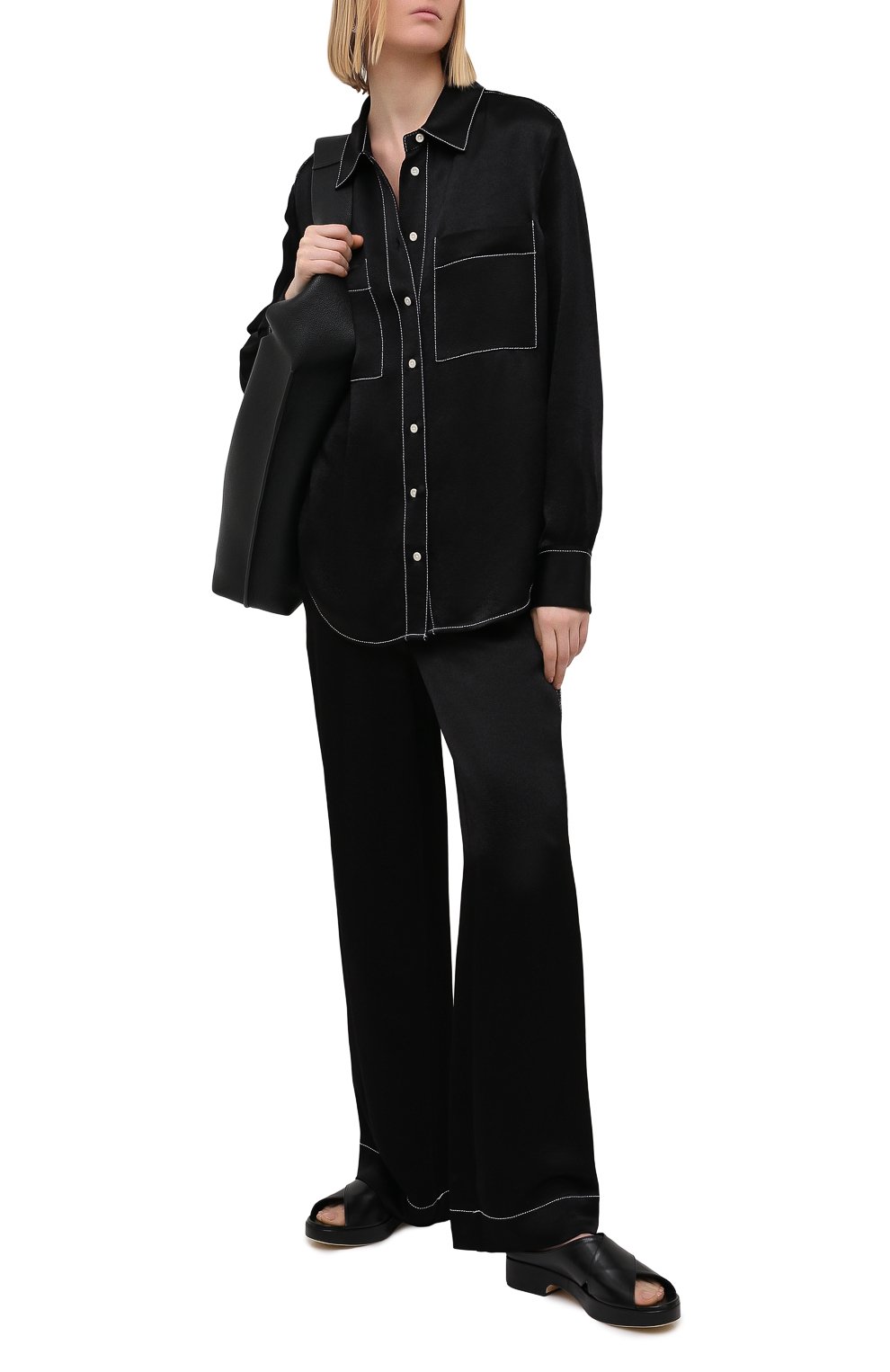 Брюки из вискозы PROENZA SCHOULER WHITE LABEL черного цвета по цене 41050 руб., арт. WL2116071-BY194, фото 2 Брюки из вискозы PROENZA SCHOULER WHITE LABEL, арт. WL2116071-BY194, фото 2