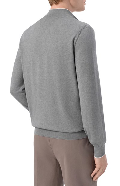 Джемпер из хлопка и кашемира BRUNELLO CUCINELLI серого цвета по цене 191500 руб., арт. MIS806004, фото 4 Джемпер из хлопка и кашемира BRUNELLO CUCINELLI, арт. MIS806004, фото 4