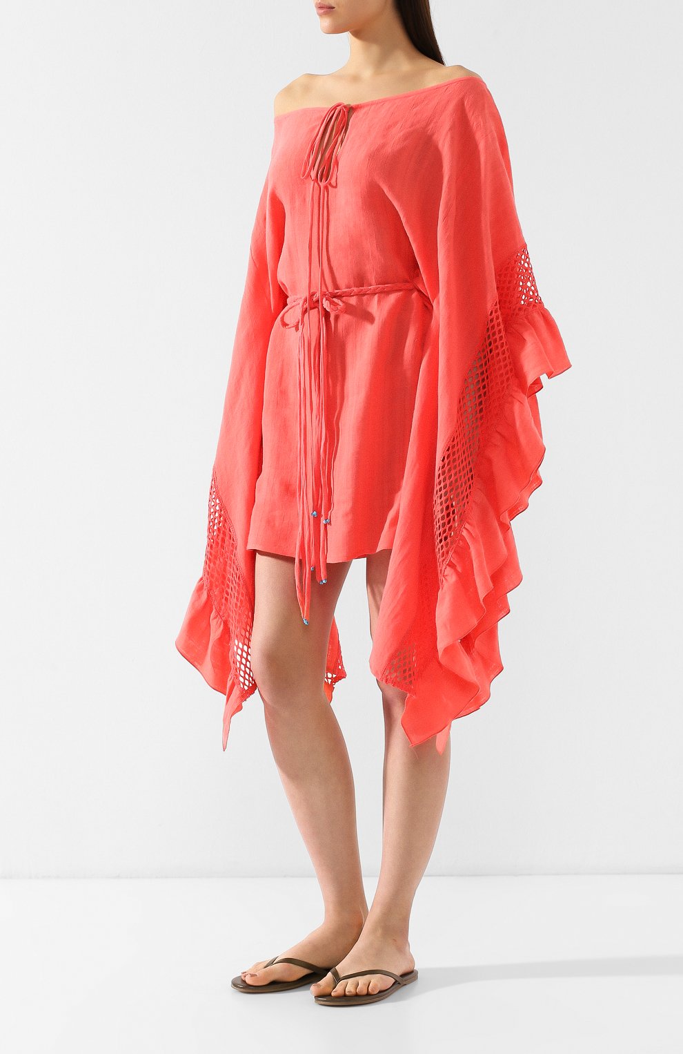 Льняная туника A MERE CO кораллового цвета по цене 34900 руб., арт. AMC/R19003, фото 3 Льняная туника A MERE CO, арт. AMC/R19003, фото 3