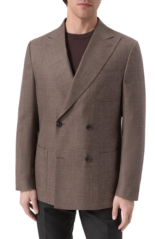 Пиджак из шерсти и шелка Corneliani 25X009-2516206 Коричневый  25X009-2516206 Фото 5