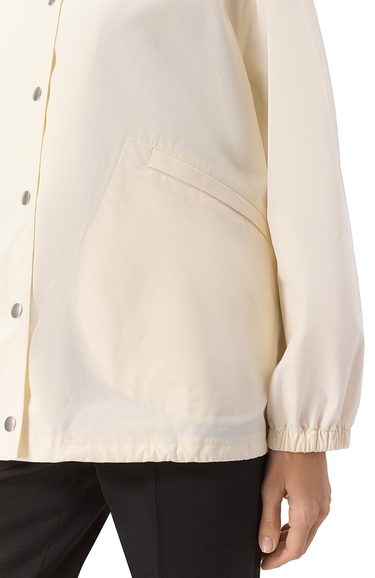 Женская хлопковая куртка JIL SANDER кремового цвета, арт. J04AM0001-J45026 | Фото 5 (Материал внешний: Хлопок; Рукава: Длинные; Длина (верхняя одежда): Короткие; Кросс-КТ: Куртка, Легкие; Стили: Минимализм)
