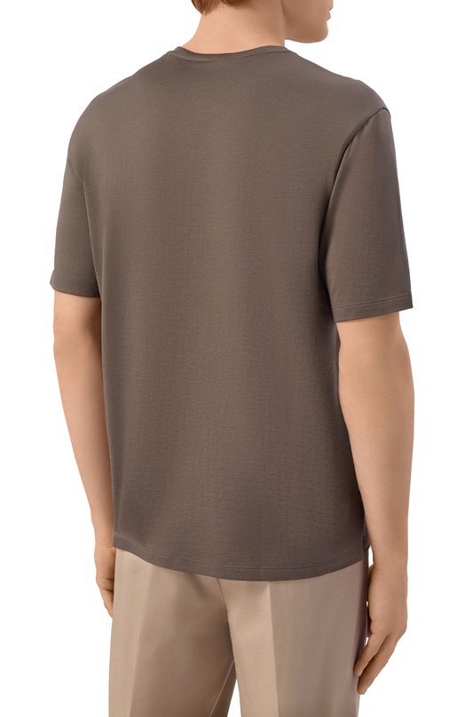 Футболка из шелка и хлопка 12 STOREEZ 137283 Коричневый  137283 Фото 4