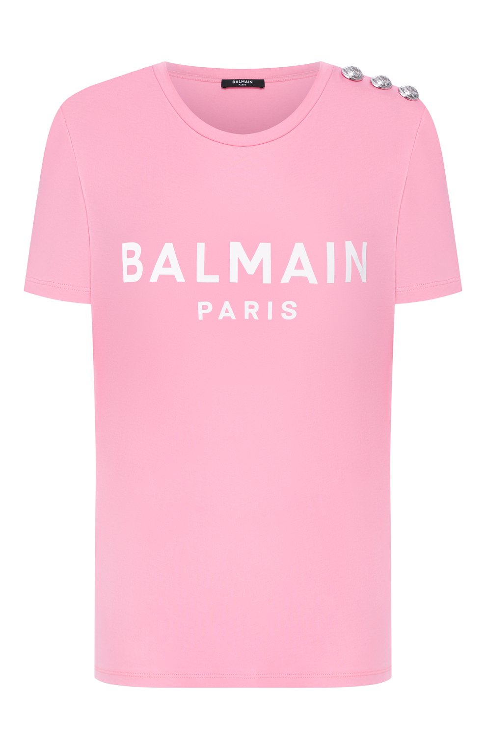 Хлопковая футболка BALMAIN розового цвета по цене 35250 руб., арт. TF01350/I415, фото 1 Хлопковая футболка BALMAIN, арт. TF01350/I415, фото 1