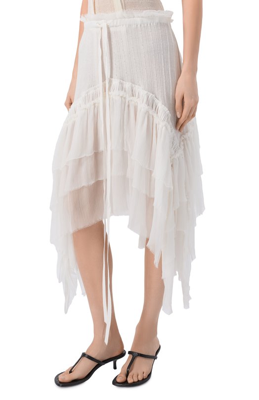 Хлопковая юбка Ann Demeulemeester B0013945/FA736 Белый  B0013945/FA736 Фото 3