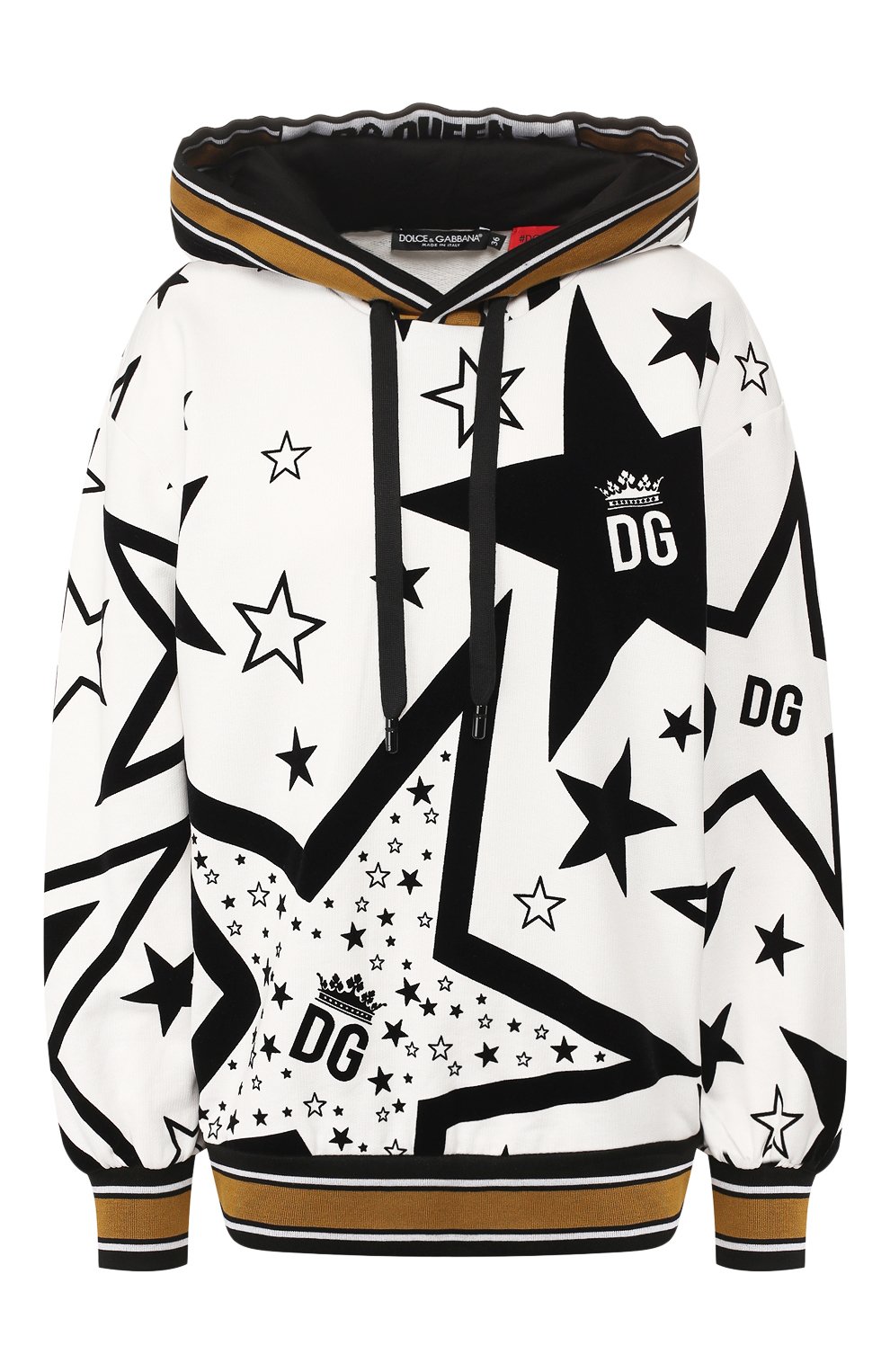 Хлопковое худи DOLCE & GABBANA черно-белого цвета по цене 117000 руб., арт. F9G69T/G7UAL, фото 1 Хлопковое худи DOLCE & GABBANA, арт. F9G69T/G7UAL, фото 1