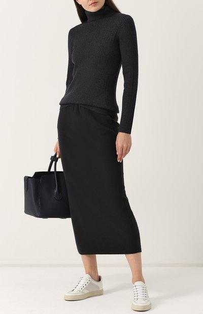 Кашемировая юбка-миди с карманами LORO PIANA темно-серого цвета по цене 225000 руб., арт. FAG4326, фото 2 Кашемировая юбка-миди с карманами LORO PIANA, арт. FAG4326, фото 2