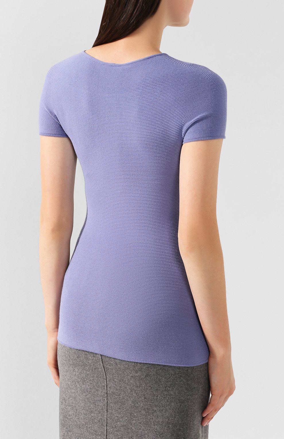 Футболка из вискозы GIORGIO ARMANI сиреневого цвета по цене 54200 руб., арт. 8NAM32/AM05Z, фото 4 Футболка из вискозы GIORGIO ARMANI, арт. 8NAM32/AM05Z, фото 4