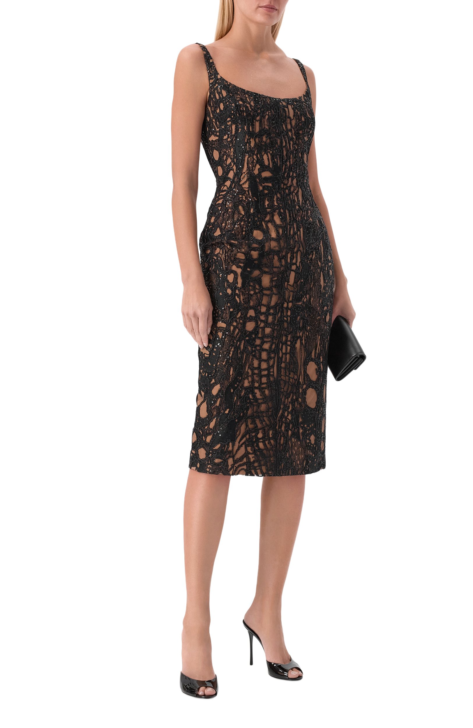 Платье с отделкой пайетками ELIE SAAB черного цвета по цене 599500 руб., арт. D1329NP26/YA067, фото 2 Платье с отделкой пайетками ELIE SAAB, арт. D1329NP26/YA067, фото 2