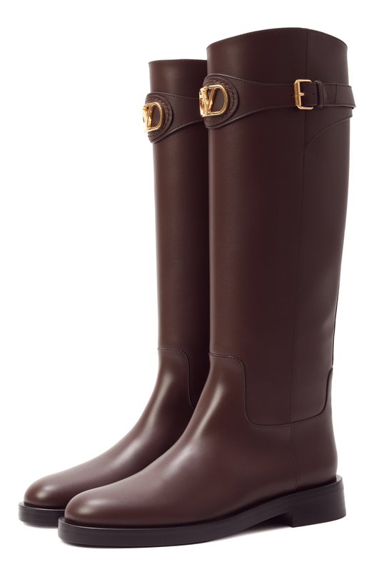 Кожаные сапоги VLogo Signature Valentino 7W2S0MT1/DSH Коричневый 7W2S0MT1/DSH