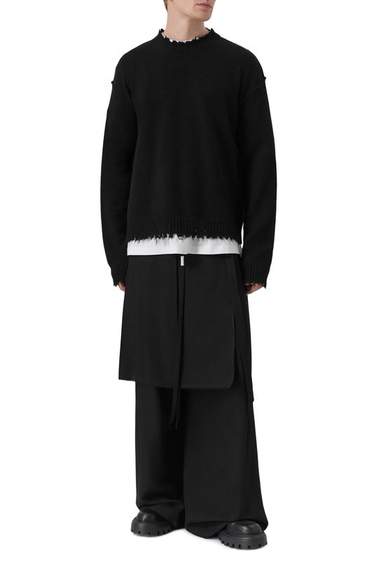 Брюки из вискозы и шерсти Ann Demeulemeester B0013600/FA556 Чёрный  B0013600/FA556 Фото 2