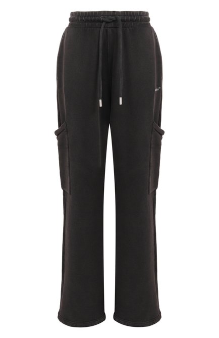 Женские хлопковые брюки-карго OFF-WHITE черного цвета, арт. 0WCH025S25FLE0010701 | Фото 1 (Материал внешний: Хлопок; Автоматизация ТО: Проставлено; Длина (брюки, джинсы): Удлиненные; Автоматизация состава: Проставлено)