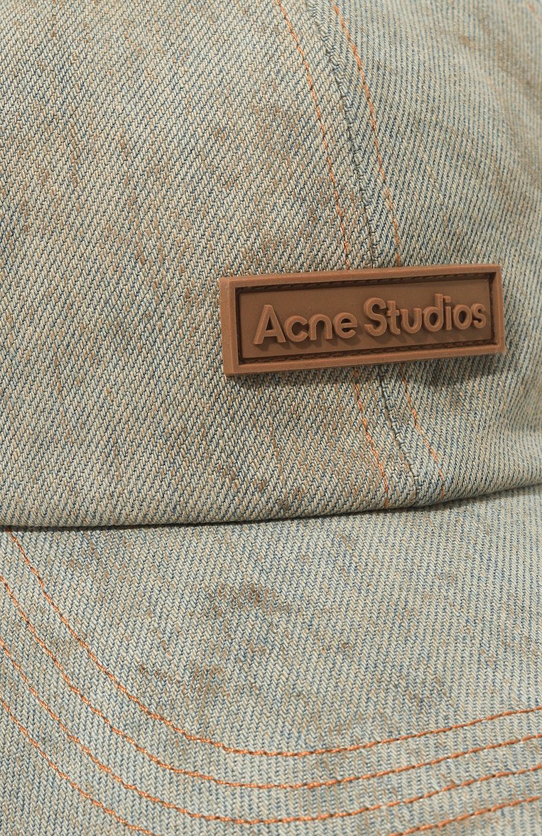 Женская хлопковая бейсболка ACNE STUDIOS голубого цвета, арт. FN-UX-HATS000209 | Фото 4 (Материал: Хлопок, Текстиль; Нос: Не проставлено; Материал сплава: Проставлено)