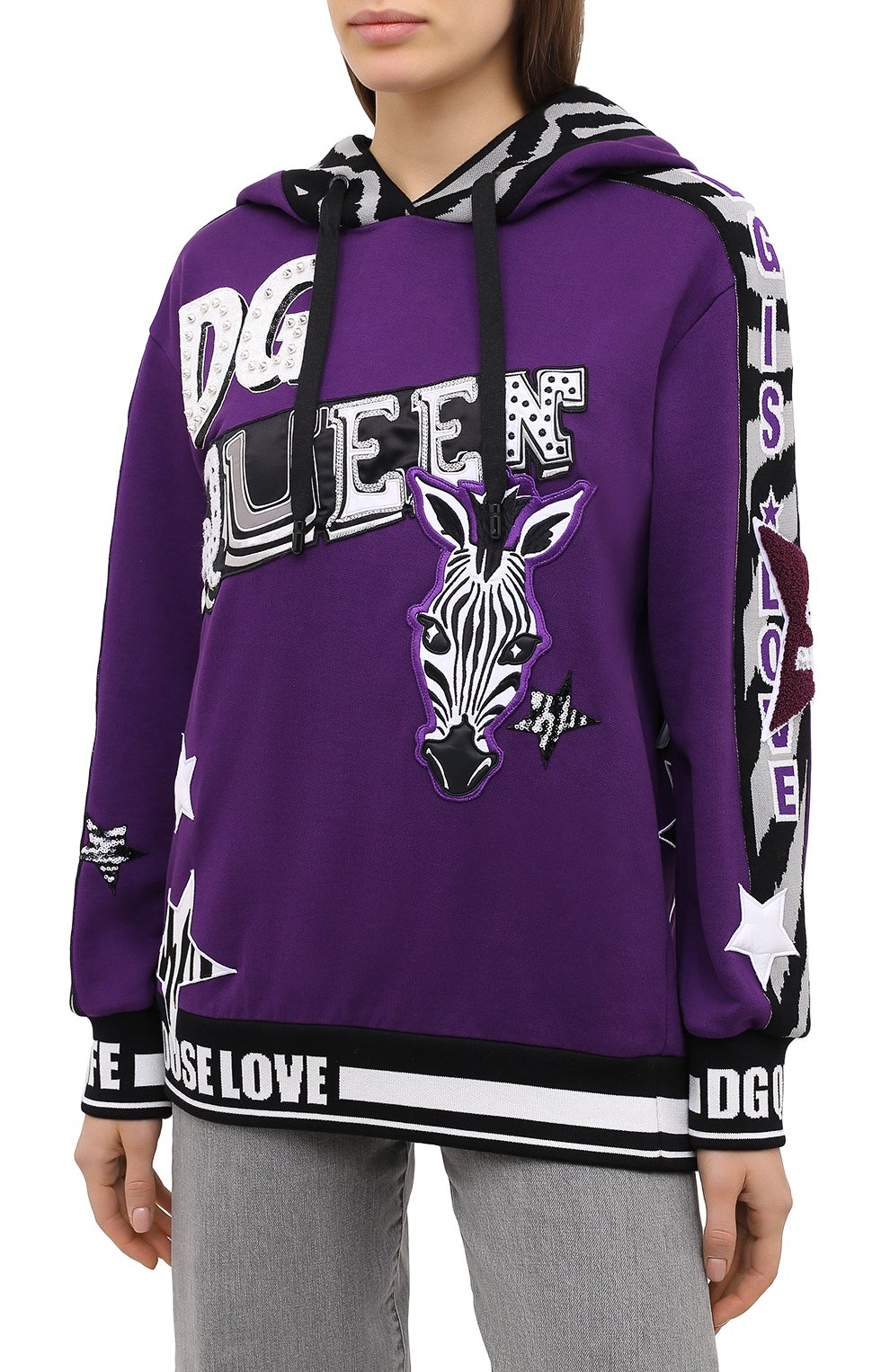 Хлопковое худи DOLCE & GABBANA фиолетового цвета по цене 264500 руб., арт. F9I03Z/G7WFU, фото 4 Хлопковое худи DOLCE & GABBANA, арт. F9I03Z/G7WFU, фото 4
