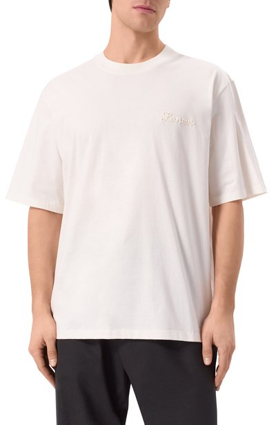 Хлопковая футболка LANEUS молочного цвета по цене 13350 руб., арт. S5LAMATH089, фото 3 Хлопковая футболка LANEUS, арт. S5LAMATH089, фото 3