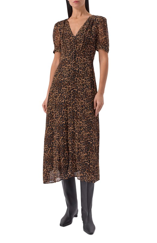 Платье из вискозы The Kooples FR0B31093K Леопардовый  FR0B31093K Фото 3