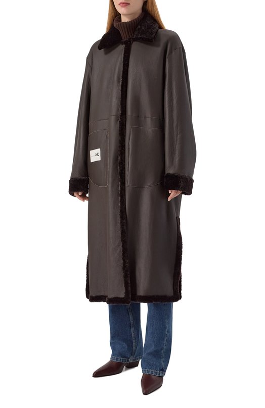 Двусторонняя дубленка из овчины manzoni24 25M1115-S23N/48-50 Коричневый  25M1115-S23N/48-50 Фото 6