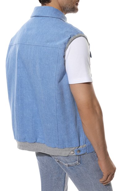 Джинсовый жилет KITON голубого цвета по цене 351500 руб., арт. UW1166V0851A/60-68, фото 4 Джинсовый жилет KITON, арт. UW1166V0851A/60-68, фото 4