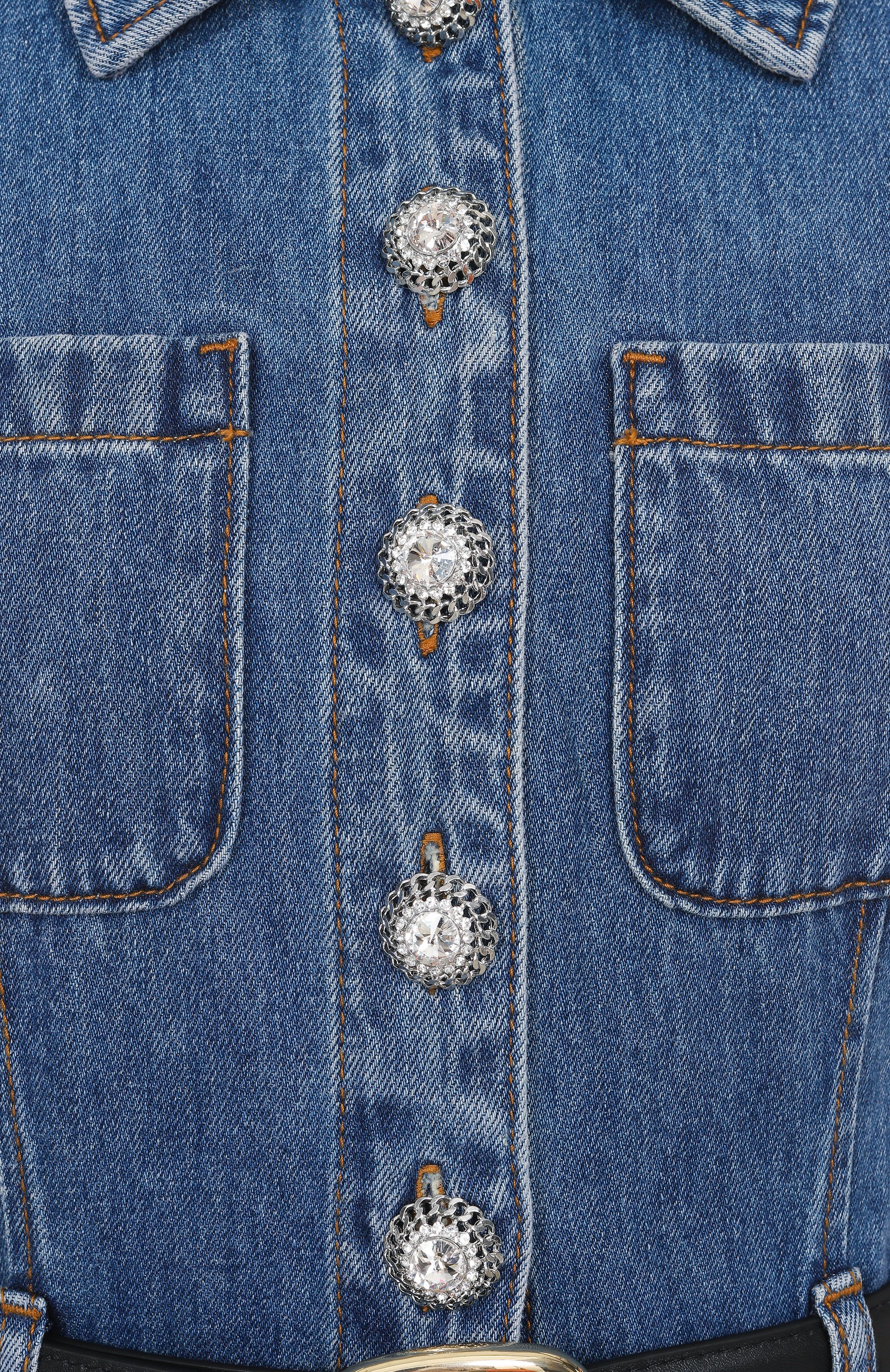 Джинсовое платье SELF-PORTRAIT синего цвета по цене 51900 руб., арт. SS25810SBL, фото 6 Джинсовое платье SELF-PORTRAIT, арт. SS25810SBL, фото 6