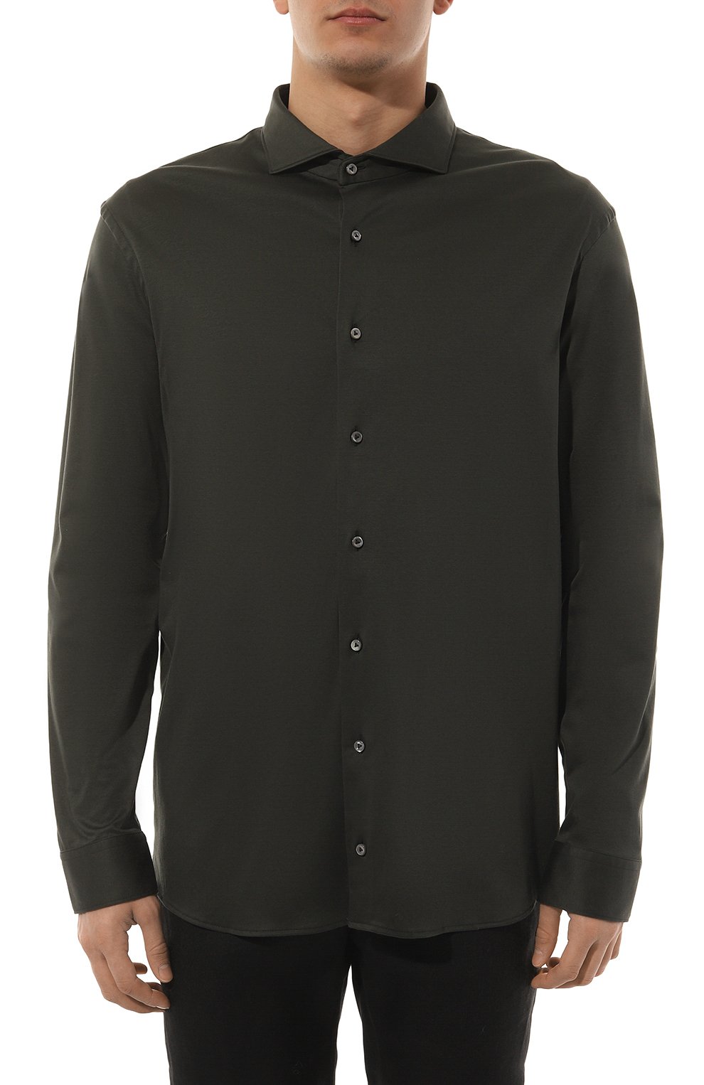 Хлопковая рубашка VAN LAACK хаки цвета по цене 29950 руб., арт. PER-LSF/180031, фото 3 Хлопковая рубашка VAN LAACK, арт. PER-LSF/180031, фото 3