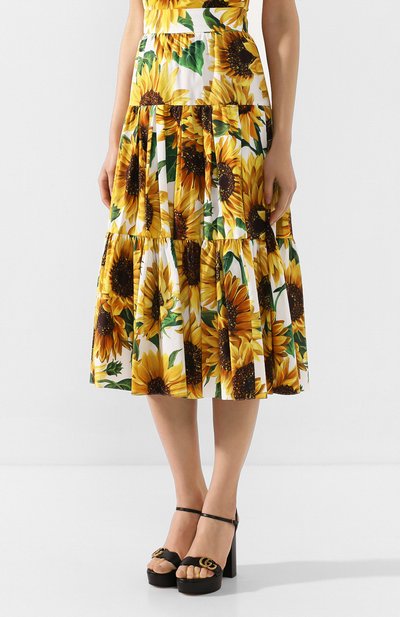 Хлопковая юбка DOLCE & GABBANA желтого цвета по цене 93900 руб., арт. F4BM0T/HS5EB, фото 3 Хлопковая юбка DOLCE & GABBANA, арт. F4BM0T/HS5EB, фото 3