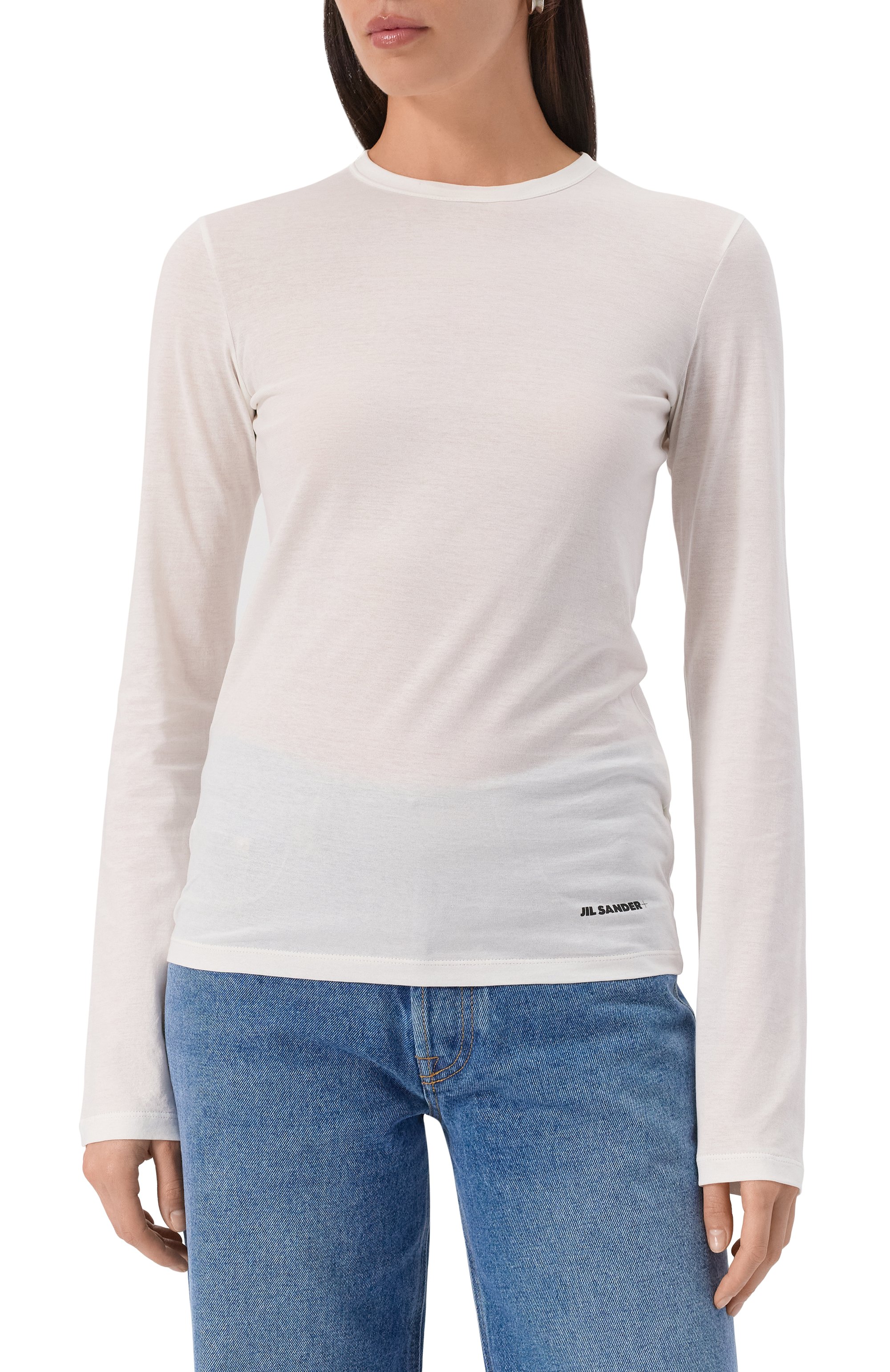 Хлопковый лонгслив JIL SANDER белого цвета по цене 41300 руб., арт. J40GC0145/J45031, фото 3 Хлопковый лонгслив JIL SANDER, арт. J40GC0145/J45031, фото 3