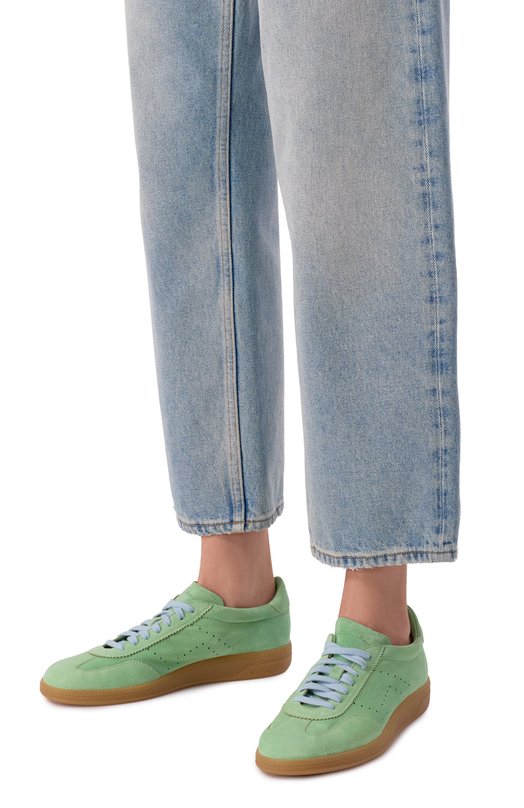 Замшевые кеды Santoni WBPG61340MENTKSN Зелёный  WBPG61340MENTKSN Фото 2