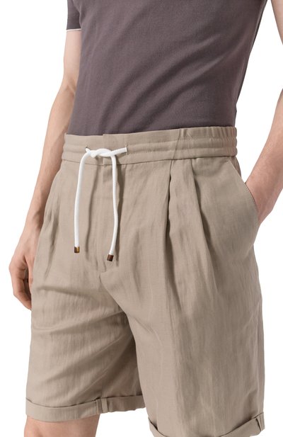 Шорты изо льна и хлопка BRUNELLO CUCINELLI, арт. MH255U0020, фото 5