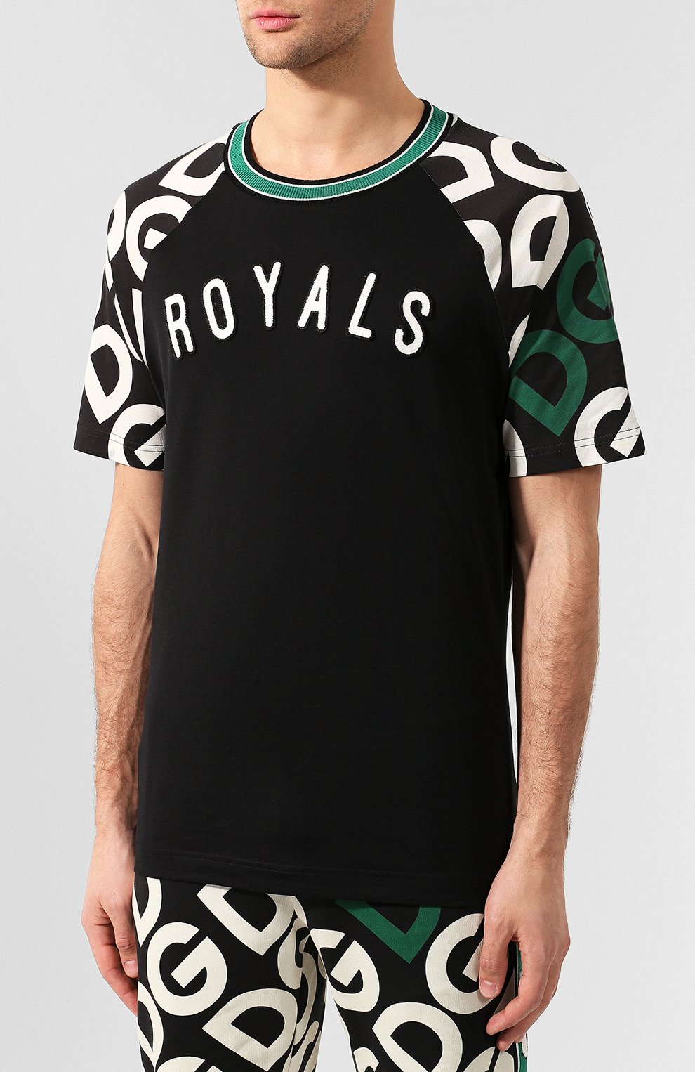 Хлопковая футболка DOLCE & GABBANA черного цвета по цене 61950 руб., арт. G8KQ6Z/G7T0Q, фото 3 Хлопковая футболка DOLCE & GABBANA, арт. G8KQ6Z/G7T0Q, фото 3