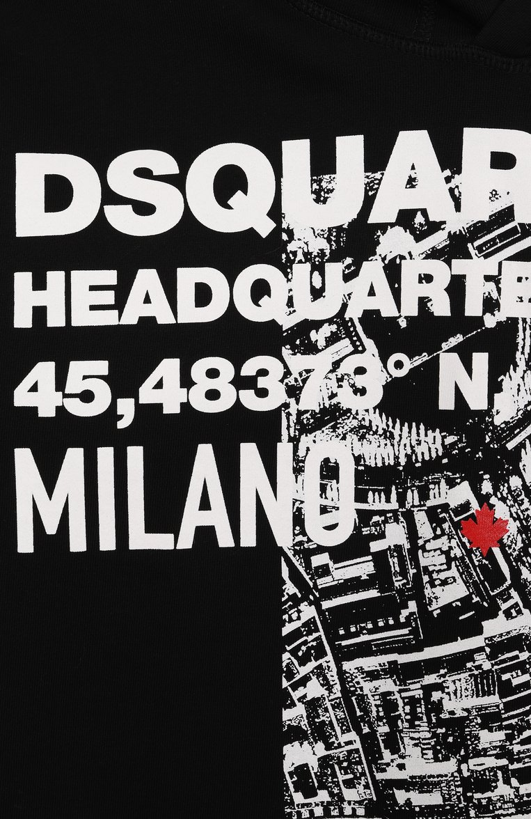 Детский хлопковое худи DSQUARED2 черного цвета, арт. DQ2802/D0094 | Фото 3 (Рукава: Длинные; Материал внешний: Хлопок; Мальчики Кросс-КТ: Худи-одежда; Ростовка одежда: 4 года | 104 см, 6 лет | 116 см, 8 лет | 128 см, 10 - 11 лет | 140 - 146см, 13 - 15 лет | 158 см, 16 лет | 164 см)