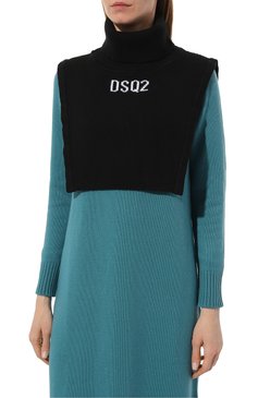 Женский шерстяная манишка DSQUARED2 черного цвета, арт. KNM0137/01W06768 | Фото 3 (Материал: Текстиль, Шерсть; Материал сплава: Проставлено; Нос: Не проставлено)