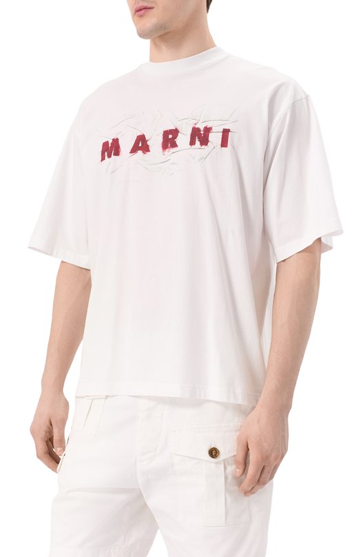 Хлопковая футболка Marni HUMU0223PV/USCW95 Белый  HUMU0223PV/USCW95 Фото 3