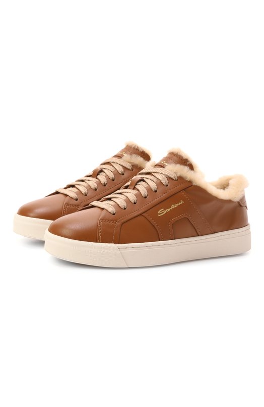 Кожаные кеды Santoni WBGG61419PNNPXWL Коричневый WBGG61419PNNPXWL