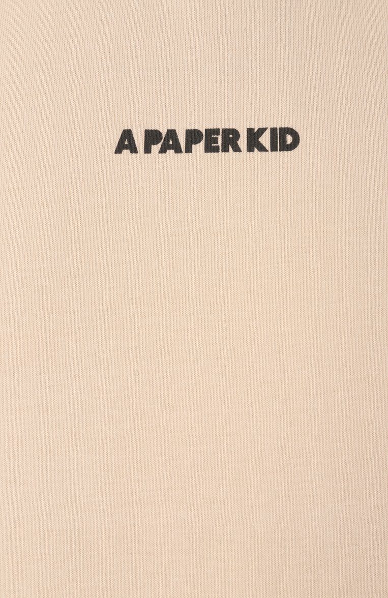 Мужская хлопковая футболка A PAPER KID бежевого цвета, арт. S5PKMATH190 | Фото 6 (Рукава: Короткие; Длина (для топов): Стандартные; Материал внешний: Хлопок; Принт: С принтом; Стили: Спорт-шик; Мужское Кросс-КТ: Футболка-одежда; Кросс-КТ: Джерси)