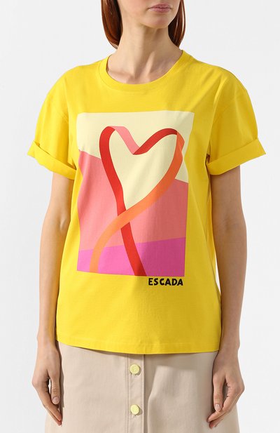 Хлопковая футболка ESCADA SPORT желтого цвета по цене 15350 руб., арт. 5029279, фото 3 Хлопковая футболка ESCADA SPORT, арт. 5029279, фото 3