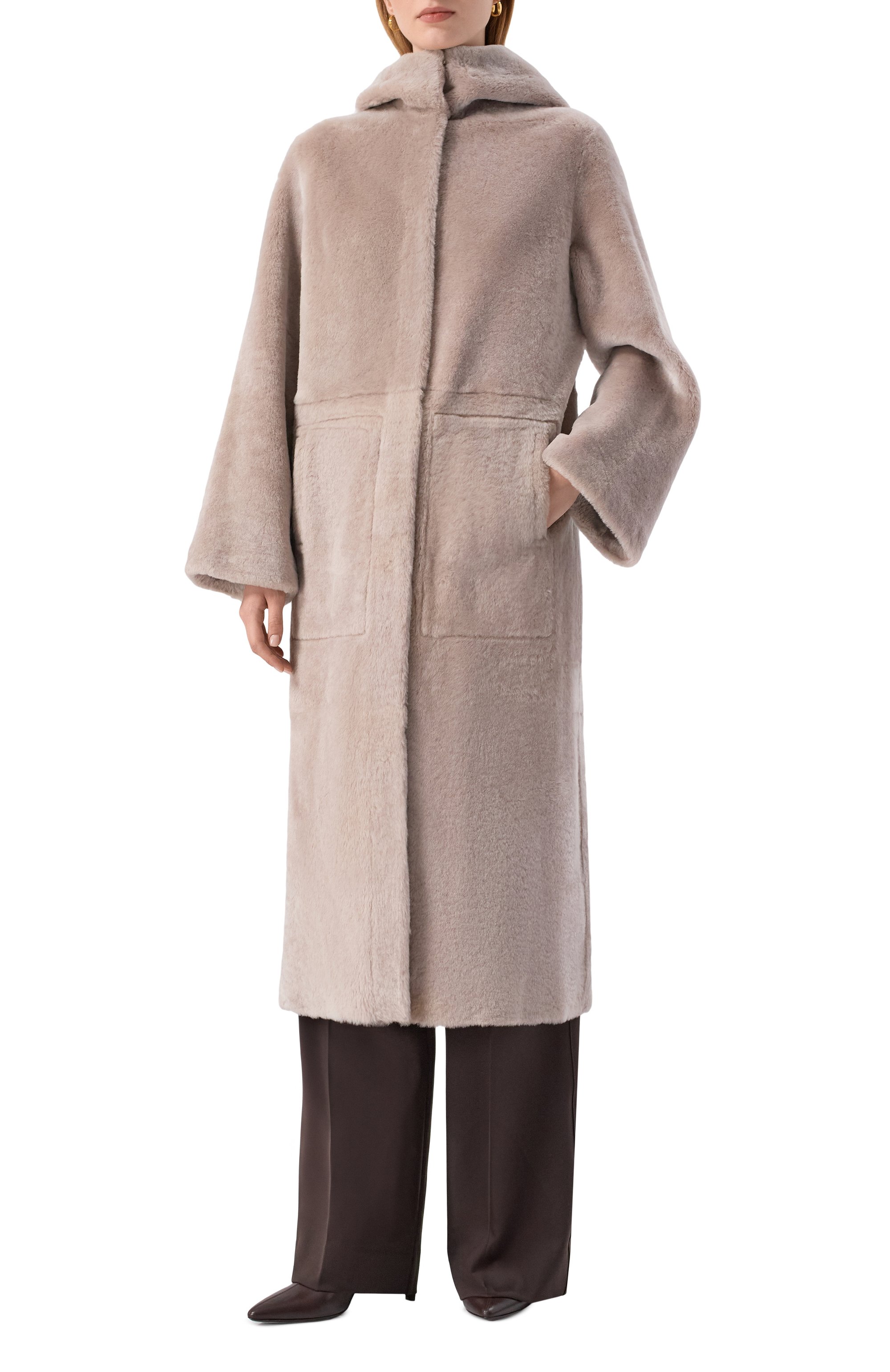 Двусторонняя дубленка из овчины SIMONETTA RAVIZZA светло-бежевого цвета по цене 517000 руб., арт. F05C0170H21, фото 3 Двусторонняя дубленка из овчины SIMONETTA RAVIZZA, арт. F05C0170H21, фото 3