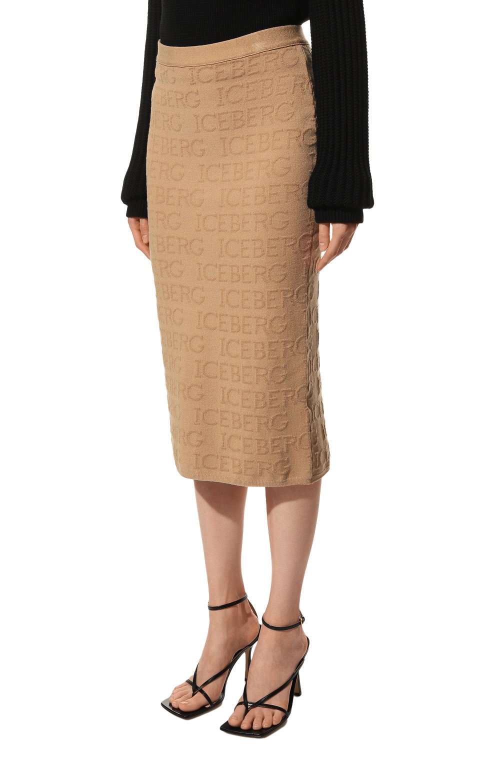 Юбка из вискозы и хлопка ICEBERG бежевого цвета по цене 42400 руб., арт. 22I I2P0/AC01/7089, фото 3 Юбка из вискозы и хлопка ICEBERG, арт. 22I I2P0/AC01/7089, фото 3